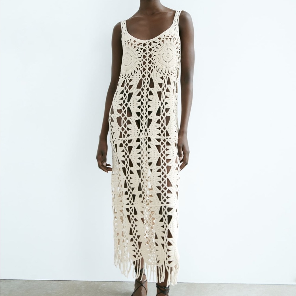 Zara Fringed Knit Dress Size Small, sold out online!